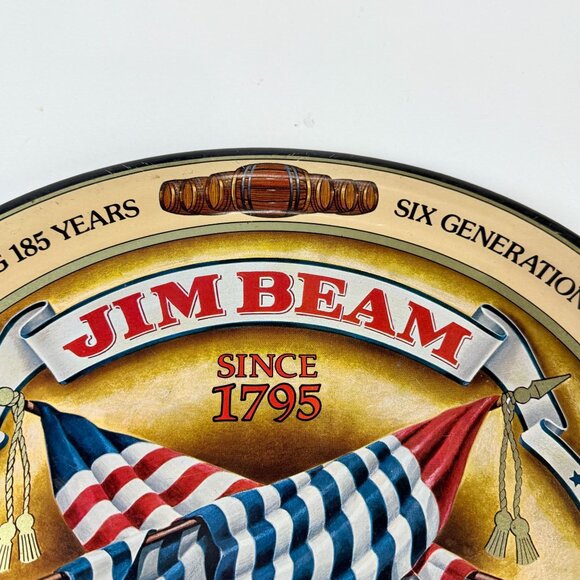 Vintage Jim Beam Metal Tray 1980 Bar Wall Sign Bourbon Whiskey Decor USA - Picture 2 of 9
